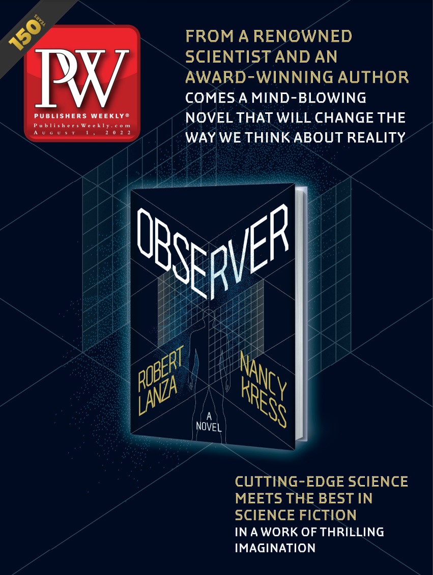 Image of cover of Publishers Weekly for Dr. Robert Lanza's new book Observer